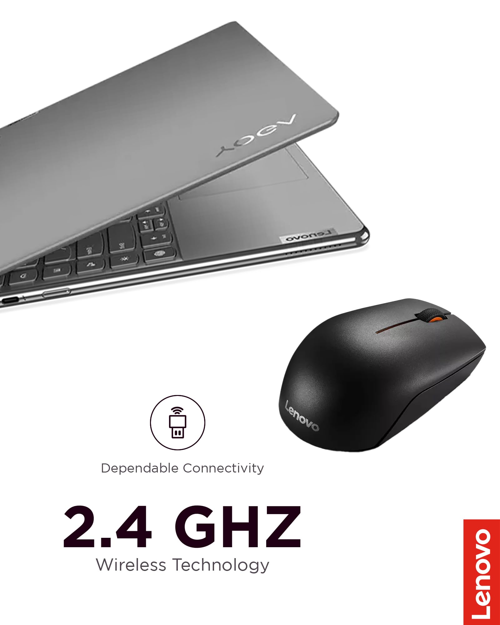 Amazon | Lenovo 300 Wireless Compact Mouse, Black, 1000 dpi, Ultra